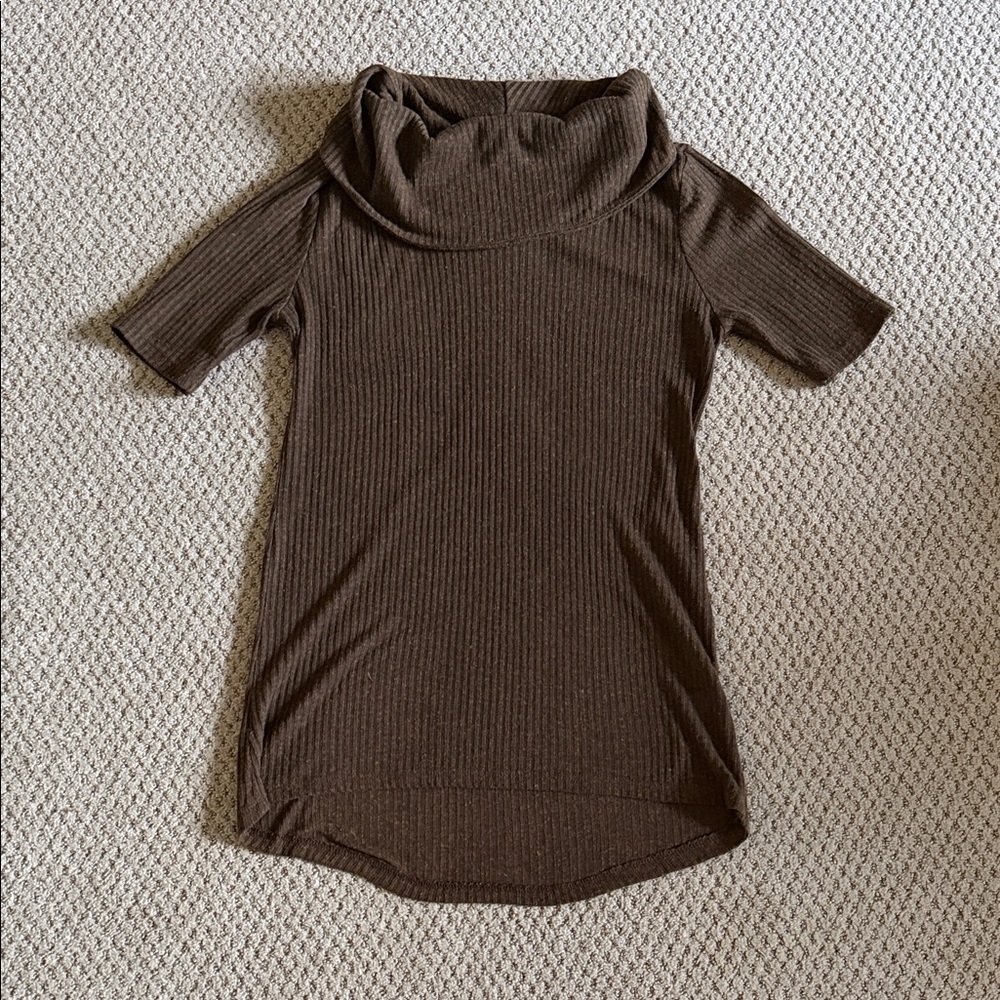 ‼️ Cato Brown Ribbed Cowl Neck Top ‼️